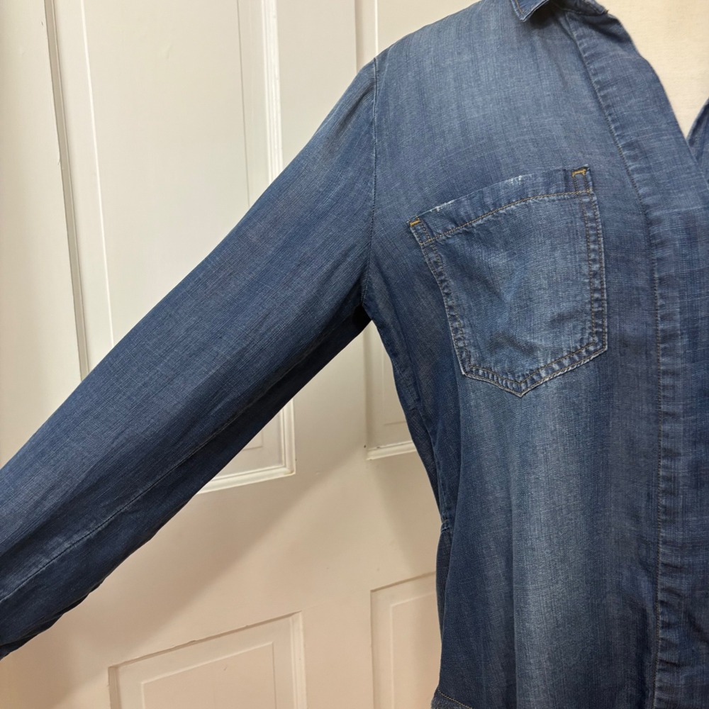 Cloth & Stone Chambray Tunic Shirt M Frayed Hem Western Festival Boho Cowgirl - Picture 3 of 7